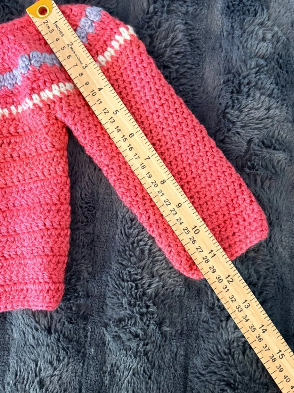 Handmade Crochet Baby Cardigan Pink Coral Lavender Cream Flower Button Baby Girl